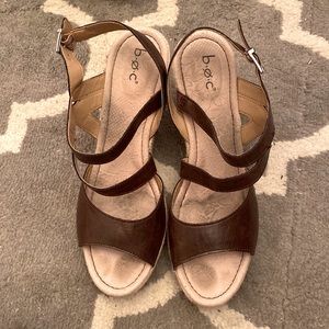 b.o.c. Brown leather wedges
